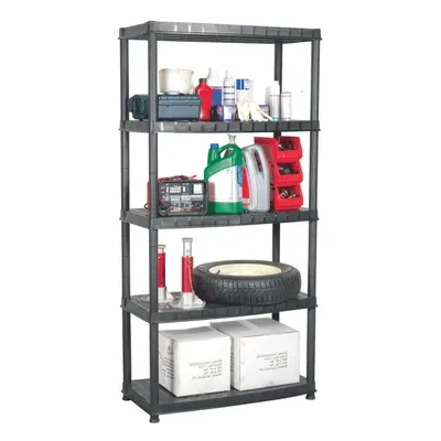 vidaXL Storage Shelf 5-Tier Black Plastic Space Saving Display Racking Unit