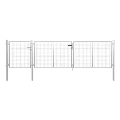 (silver, x cm) vidaXL Garden Gate Lawn Fence Door Mesh Patio Outdoor Gate Galvanised Steel