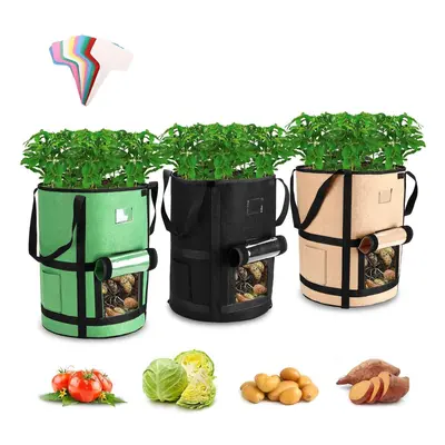 3 Pcs Grow Bags Potato Heavy Duty Non-Woven Faric Plant Pot Container Planter