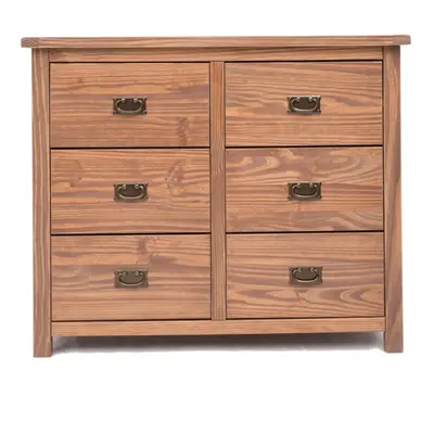 Chest of Drawers 3+3 Drawer Dark Oak Bedroom Furniture Storage Wooden Unit