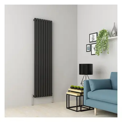 (1800 x 473mm Single, Anthracite) Oval Tube Designer Radiator