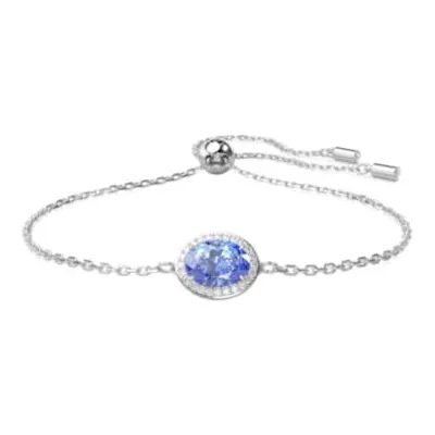 Swarovski Constella Bracelet, Central Blue Crystal and White Crystal Pav?, Rhodium Plated Chain,