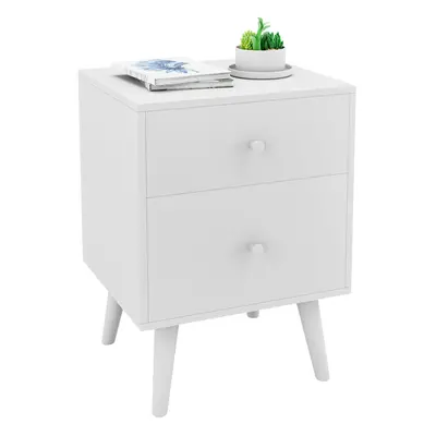 2-Drawer Nightstand Wooden Chest of Drawers w/ Legs Beside End Table