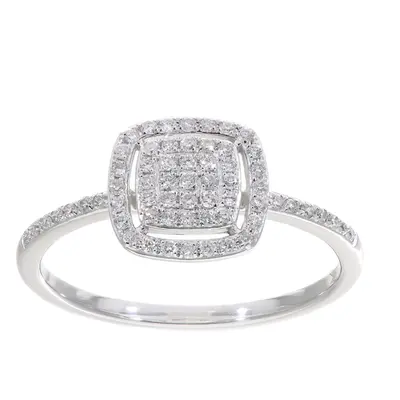 (M) Jewelco London 18ct White Gold 0.25ct Diamond Halo Ring