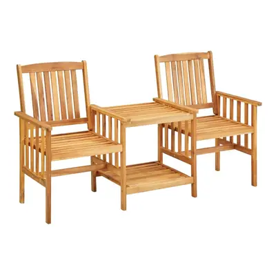 vidaXL Solid Acacia Wood Garden Chairs with Tea Table Outdoor Dinning Set