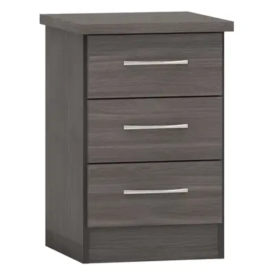 Seconique Nevada Drawer Bedside, Engineered, Black Wood Grain, W D 400mm x H 610mm