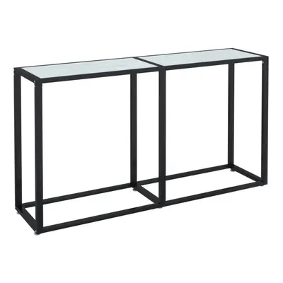 vidaXL Console Table White Marble Tempered Glass Home End Hall Porch Table