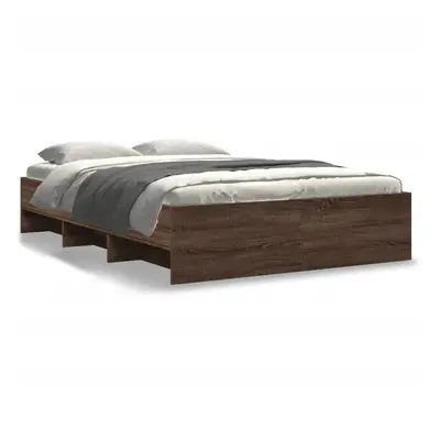 vidaXL Bed Frame Bed Base Home Bedstead Brown Oak 140x190 cm Engineered Wood