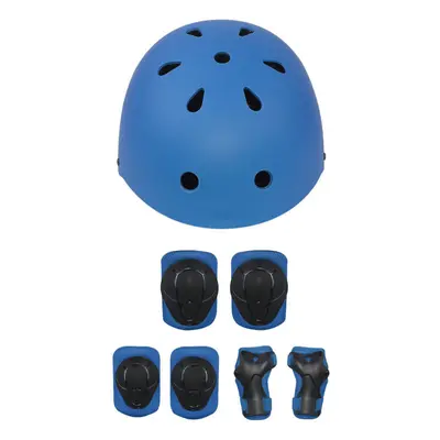 (Blue) 7PCS/Set Children Sport Protective Gear Set Kids Cycling Roller Skateboard Helmet+Knee El