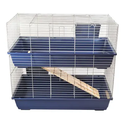 KCT Double Level 100cm Indoor Animal Run Pet Cage or Hutch - Dark Blue