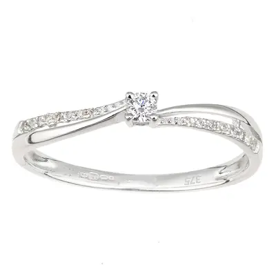 (J) Jewelco London 9ct White Gold Diamond Shoulders Engagement Ring