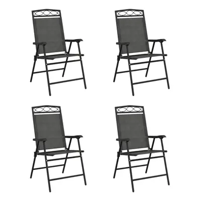 (4 pcs) vidaXL Folding Garden Chairs Outdoor Chair pcs Melange Grey Steel&Textilene