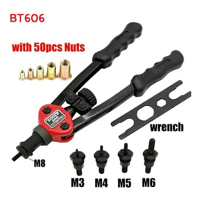 (Set 1: 50Pcs BT606) Premium Easy Automatic Rivet Tool Set Dual-hand Manual Rivet Nut Tool Set