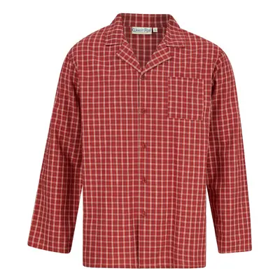 (Red, 2XL) Slenderella WR02806 Men's Check Print Cotton Revere Nightshirt