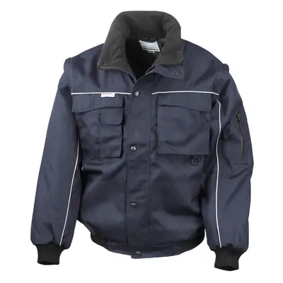 (2XL, Navy/Navy) Result Mens Workguard Zip Sleeve Heavy Duty Water Repellent Windproof Jacket