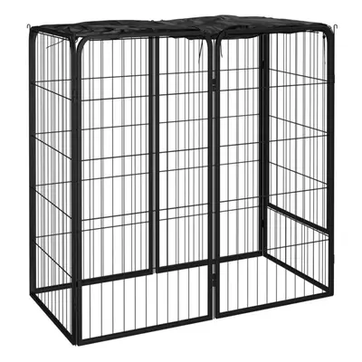 (100 x x cm) vidaXL Dog Playpen Panels Black Powder-coated Steel Dog Kennel Multi Sizes