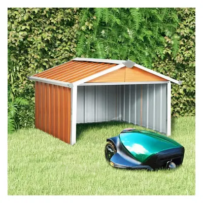 vidaXL Garden Robot Lawnmower Shed Galvanised Steel Brown Tool Storage Shed