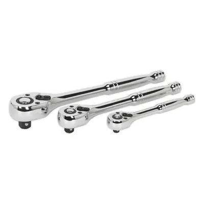 3 Piece Flip Reverse Ratchet Wrench Set - 1/4 3/8 and 1/2 Inch Sq Drive