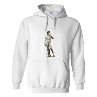 (4XL) Michelangelo Statue of David Marble White Hoodie Hooded Sweat Mens Sweater