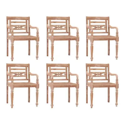 (6 pcs) vidaXL Batavia Chairs with Cushions Outdoor Chair Garden Seat Solid Teak Wood