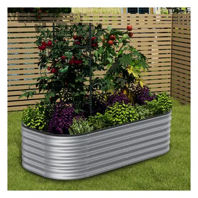 Oval Shaped Galvanized Raised Garden Beds Outdoor Metal Planter Box for Vegetables Flowers 160cm