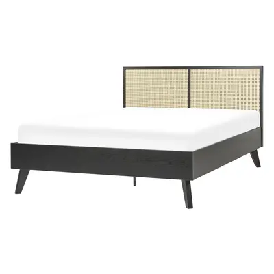 Bed MONPAZIER x cm (EU Double) Rattan Black