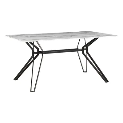 Dining Table BALLINA White cm cm Tempered Glass