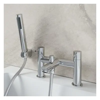 Modern Bathroom Bath Shower Mixer Tap Brass Handset & Hose Deck Mounted Chrome