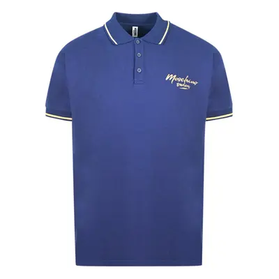 Moschino Tipped Collar Blue Polo Shirt