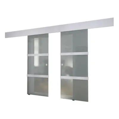 vidaXL Double Sliding Door Glass Track System Modern Space-saving Furniture