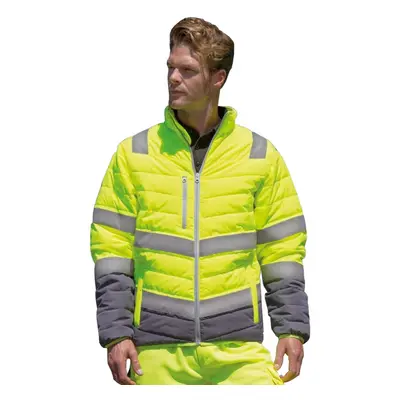 (4XL, Fluorescent Yellow/Grey) Result Mens Safe-Guard Soft Safety Jacket