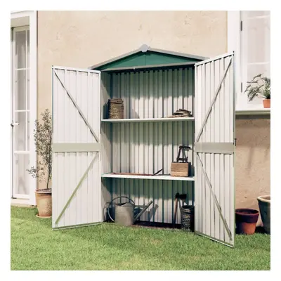 vidaXL Garden Shed Green Galvanised Steel Outdoor Terrance Tool Storage Shed