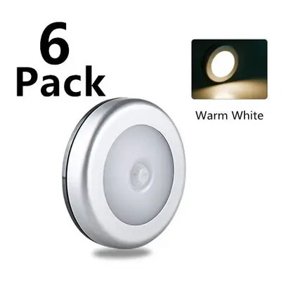 (6pcs Warm Light) LED Motion Sensor Night Lights PIR Infrared Wall Lamp Auto On and Off For Home