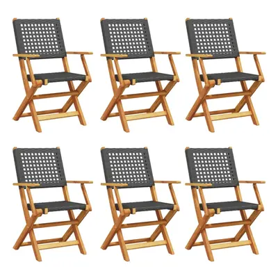 (black, pcs) vidaXL Garden Chairs Outdoor Dining Chair Solid Wood Acacia and Poly Rattan