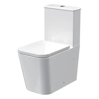 Rimless Flush to Wall Toilet Pan, Cistern & Soft Close Seat - 792mm x 385mm x 623mm