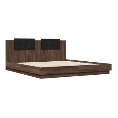 vidaXL Bed Frame with Headboard Bed Base Brown Oak 160x200 cm Engineered Wood