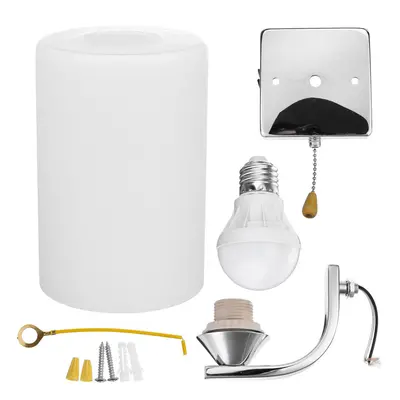 (Single Head) Bedroom Glass Wall Sconce Light Indoor Fixture Bedside Lamp+LED Bulb Pull Switch