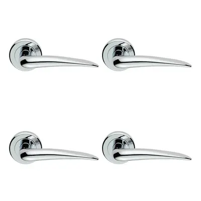 4x PAIR Straight Tapered Handle on Round Rose Concealed Fix Polished Chrome