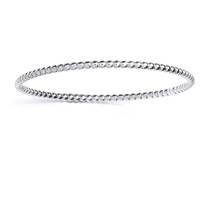 Jewelco London Ladies Platinum Plated Sterling Silver Bubble Bead Slave Bangle Bracelet 3mm - GV