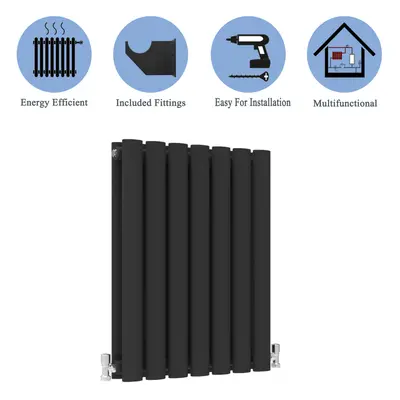 (Double, 600*413mm) Black Oval Tube Designer Radiator