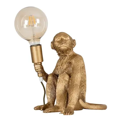 Modern Metallic Gold Painted Monkey Design Table Lamp - Complete with a 6w LED Filament Globe Bu