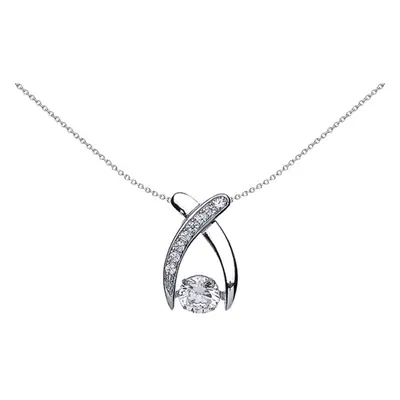 Jewelco London Ladies Sterling Silver Cubic Zirconia Solitaire Pendant Necklace inch - GVP370