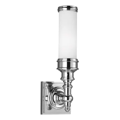 IP44 Wall Light White Etched Glass Lamp Metal Ring Polished Chrome LED G9 3.5W