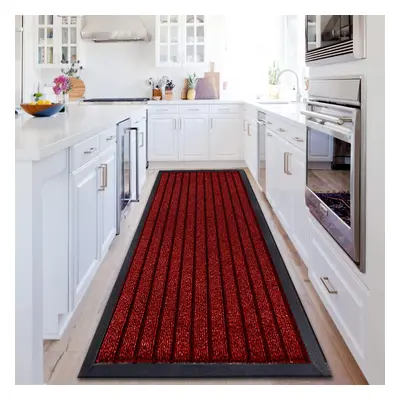 (80x300 CM Red) Heavy Duty Rubber Mats Door Mat Runner Red Rug