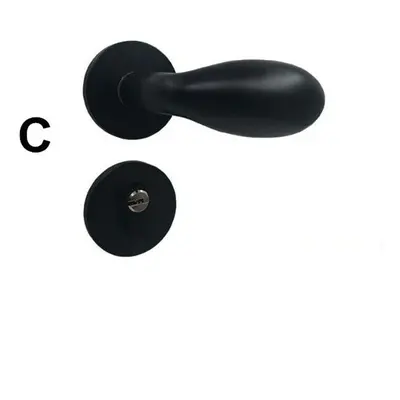 (C) Matte Black Aluminum Door Lock Mechanical Interior Handle Cylinder Lever Latch Home Security