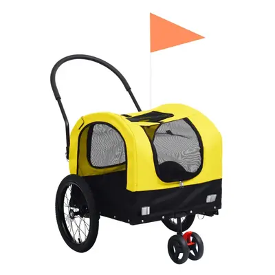 vidaXL 2-in-1 Pet Bike Trailer and Jogging Stroller Carrier Yellow and Black