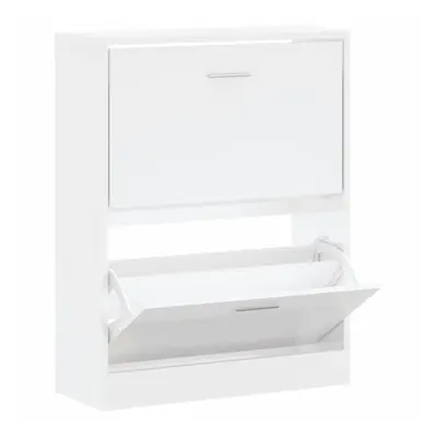 (High gloss white, x x cm (W x D x H)) New Wood Shoe Cabinet 2Drawer Storage Cupboard Rack Shelf