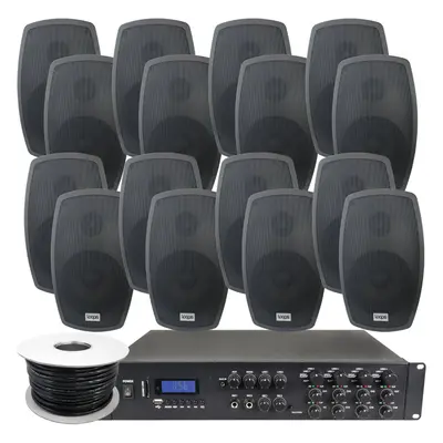 1600W LOUD Outdoor Bluetooth System 16x Black Speaker Weatherproof Music Player