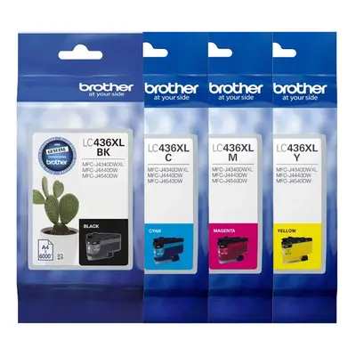 Brother LC436XL Black Cyan Yellow Magenta High Yield Ink Cartridge Value Pack