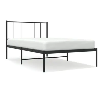 (black, x cm/with headboard) vidaXL Metal Bed Frame with Headboard Bed Base Mattress Foundation 